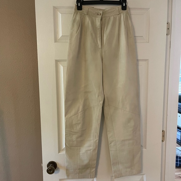 Pants & Jumpsuits Cream Leather Pants Poshmark